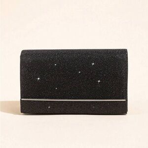 Elegant Black Clutch with Silver Accents